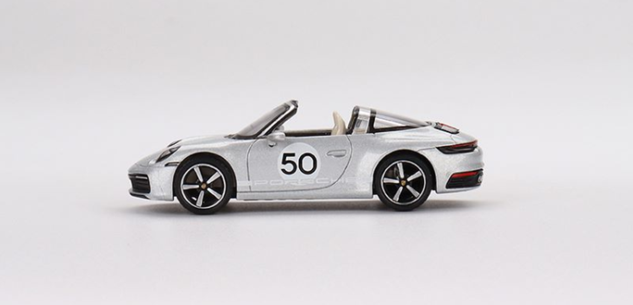 1/64 Mini GT Porsche 911 992 Targa 4S Heritage Design Edition (GT Silver Metallic) (RHD) Diecast Car Model