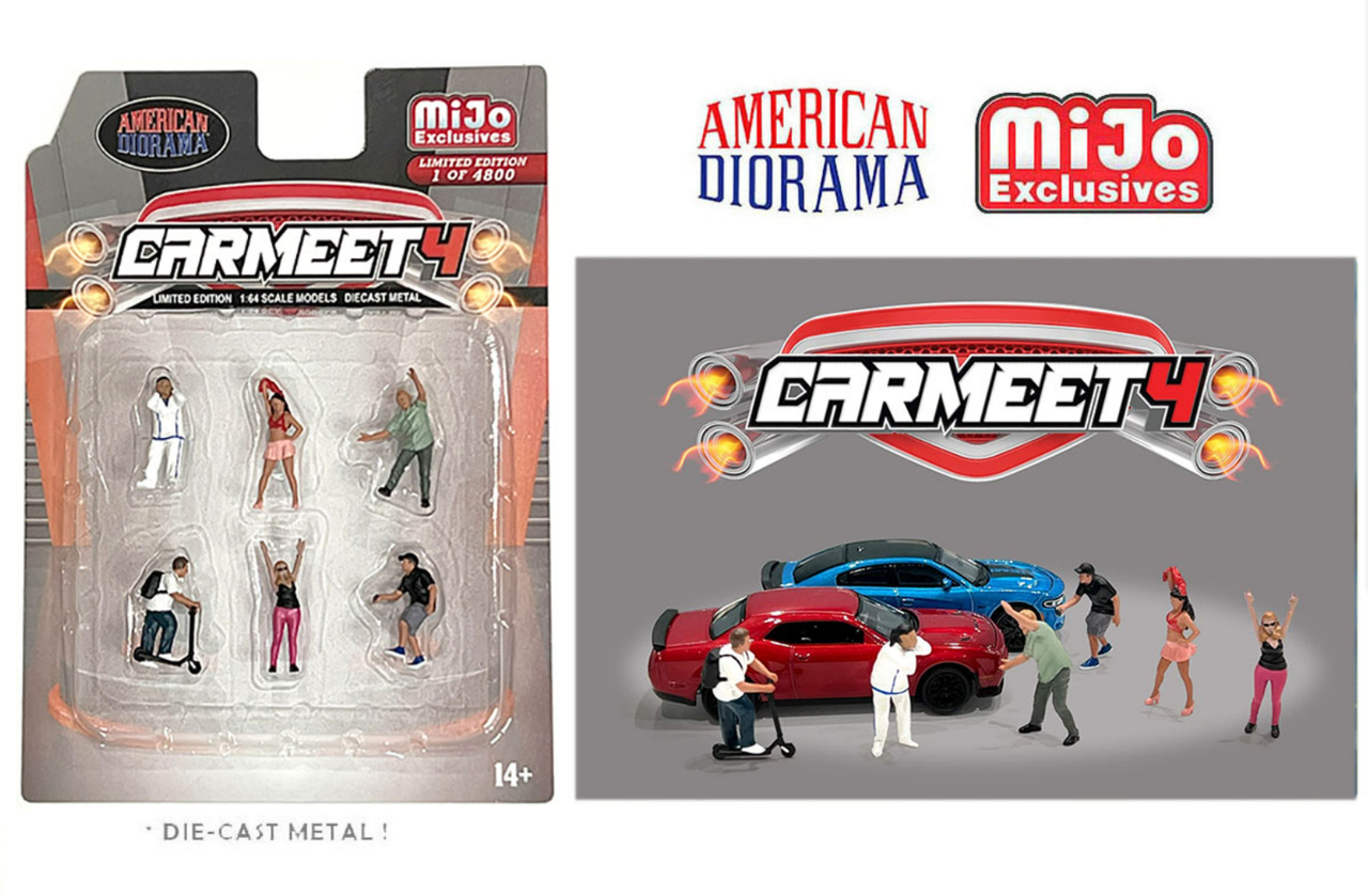 1/64 American Diorama Figures Car Meet 4 Set