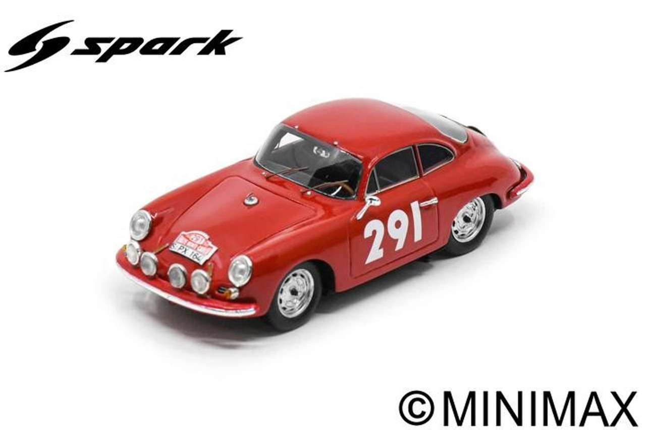 1/43 Spark 1963 Porsche 356B T6 Carrera 2 GT No.291 Rally Monte  Carlo H-J. Walter - E. Stock Car Model