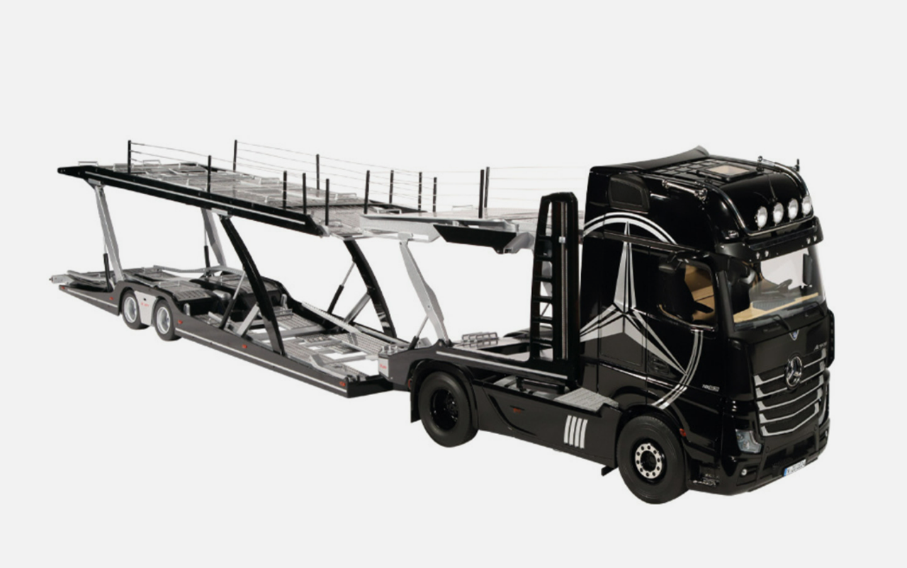 1/18 NZG Mercedes-Benz Actros GigaSpace 4x2 (Black with Mercedes Logo) & Lohr Car Transporter Diecast Car Model