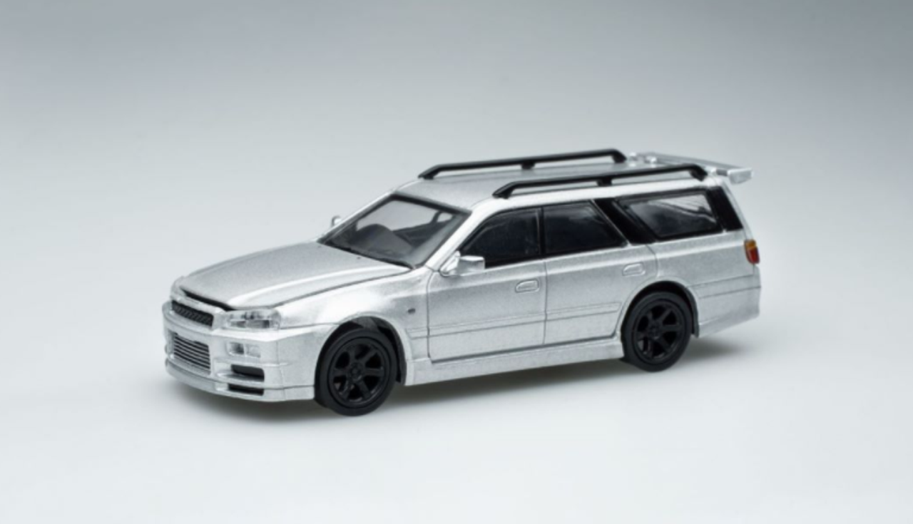 1/64 POPRACE Nissan Stagea Sliver Diecast Car Model