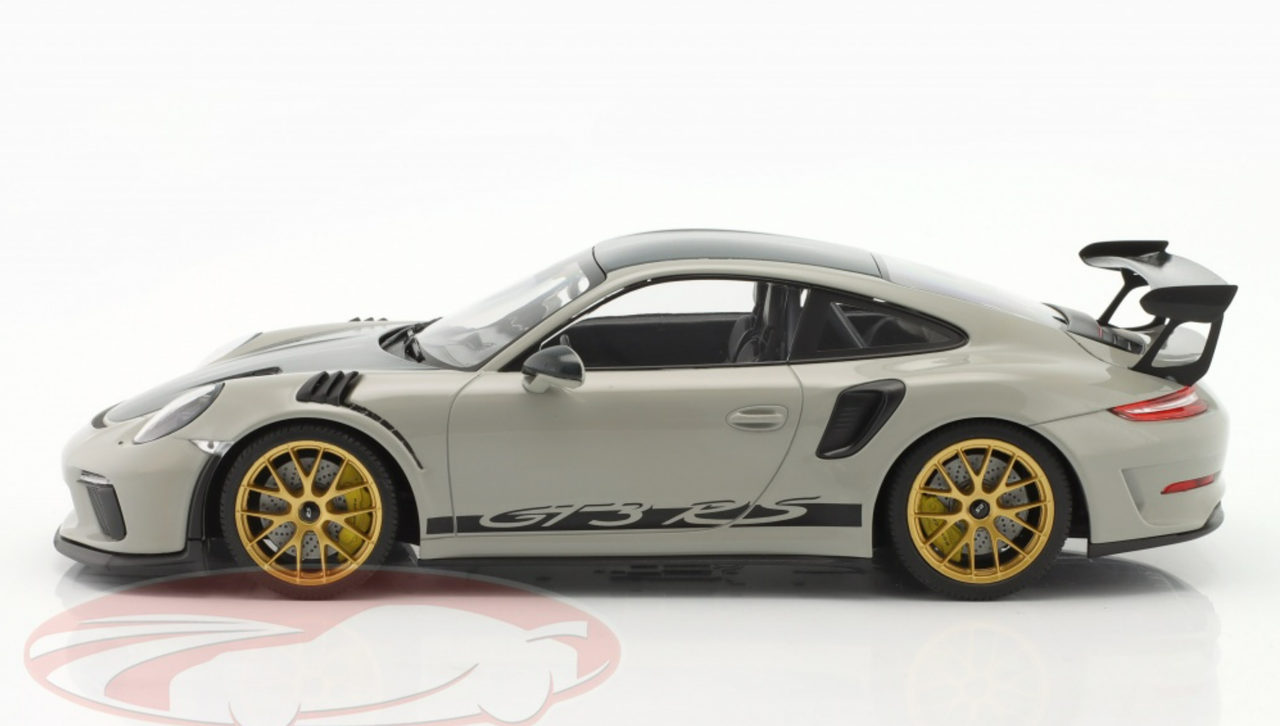 1/18 Minichamps 2019 Porsche 911 (991.2) GT3 RS Weissach Package (Chalk Grey with Golden Wheels) Car Model
