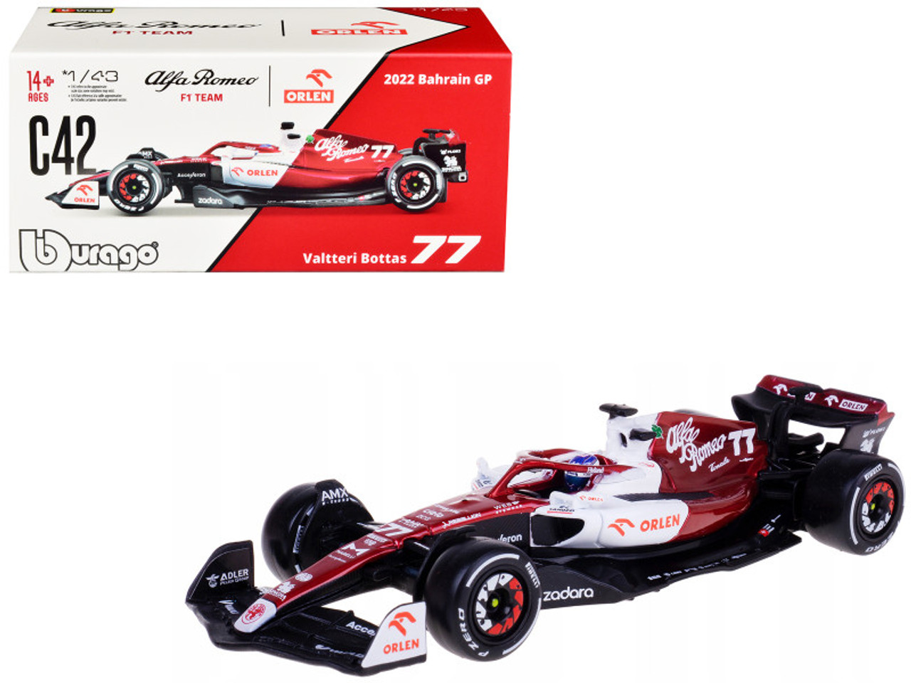 ？ 1/43 BBurago 2022 Formula 1 Valtteri Bottas Alfa Romeo C42