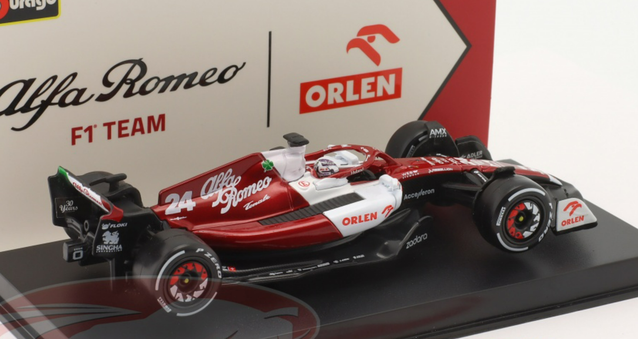 1/43 BBurago 2022 Formula 1 Zhou Guanyu Alfa Romeo C42 #24 Bahrain GP Car Model Elite Edition