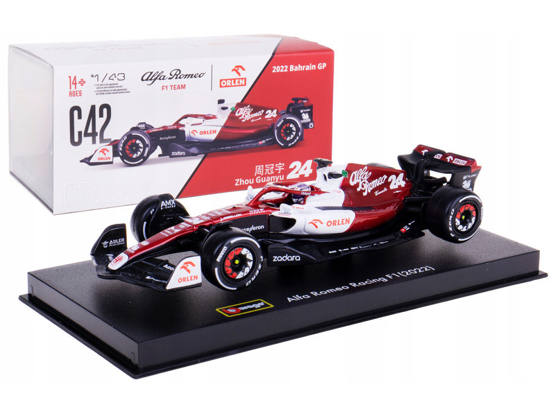 1/43 BBurago 2022 Formula 1 Zhou Guanyu Alfa Romeo C42 #24 Bahrain