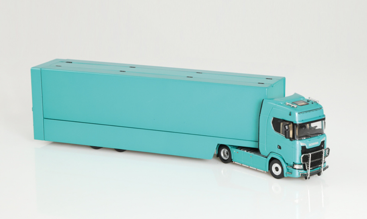 1/64 NZG Scania V8 730S 4x2 Car Transporter (Green Blue) Diecast Car Model