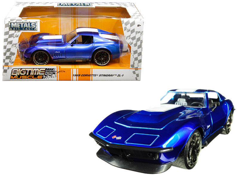 マーキュリー　コルベット　ホットウィール1/24 1969 Chevrolet Corvette Stingray ZL-21 Blue with White Stripe