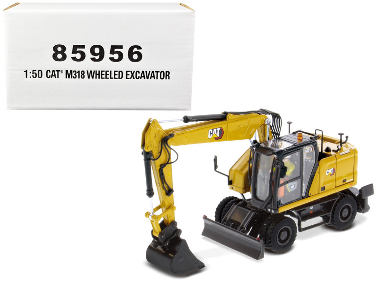CAT Caterpillar M318 Wheeled Excavator Yellow with Operator "High Line" Series 1/50 Diecast Model by Diecast Masters
