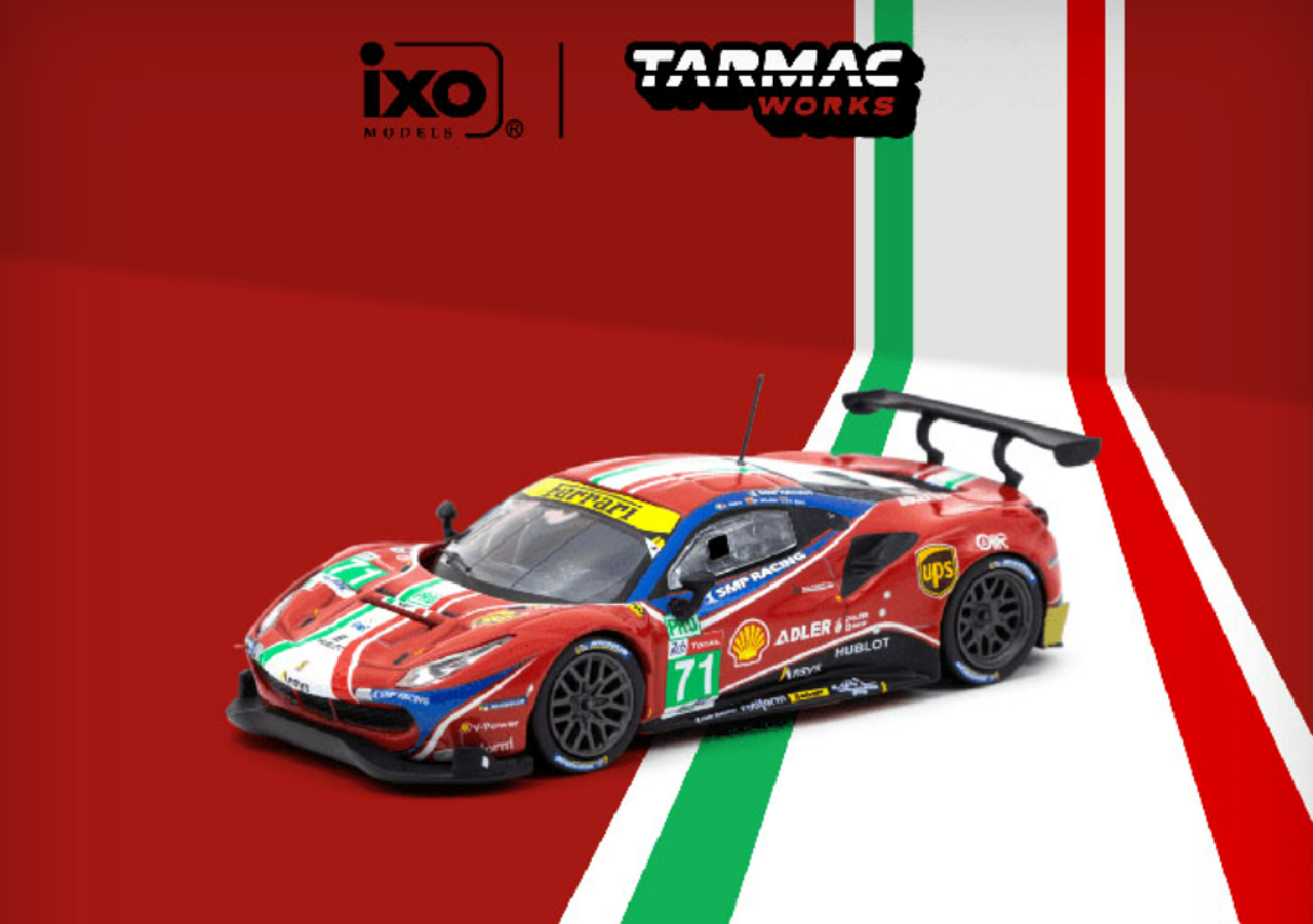 1/64 Tarmac Works 2020 Ferrari 488 GTE 24h of Le Mans M. Molina, D. Rigon, S. Bird Diecast Car Model