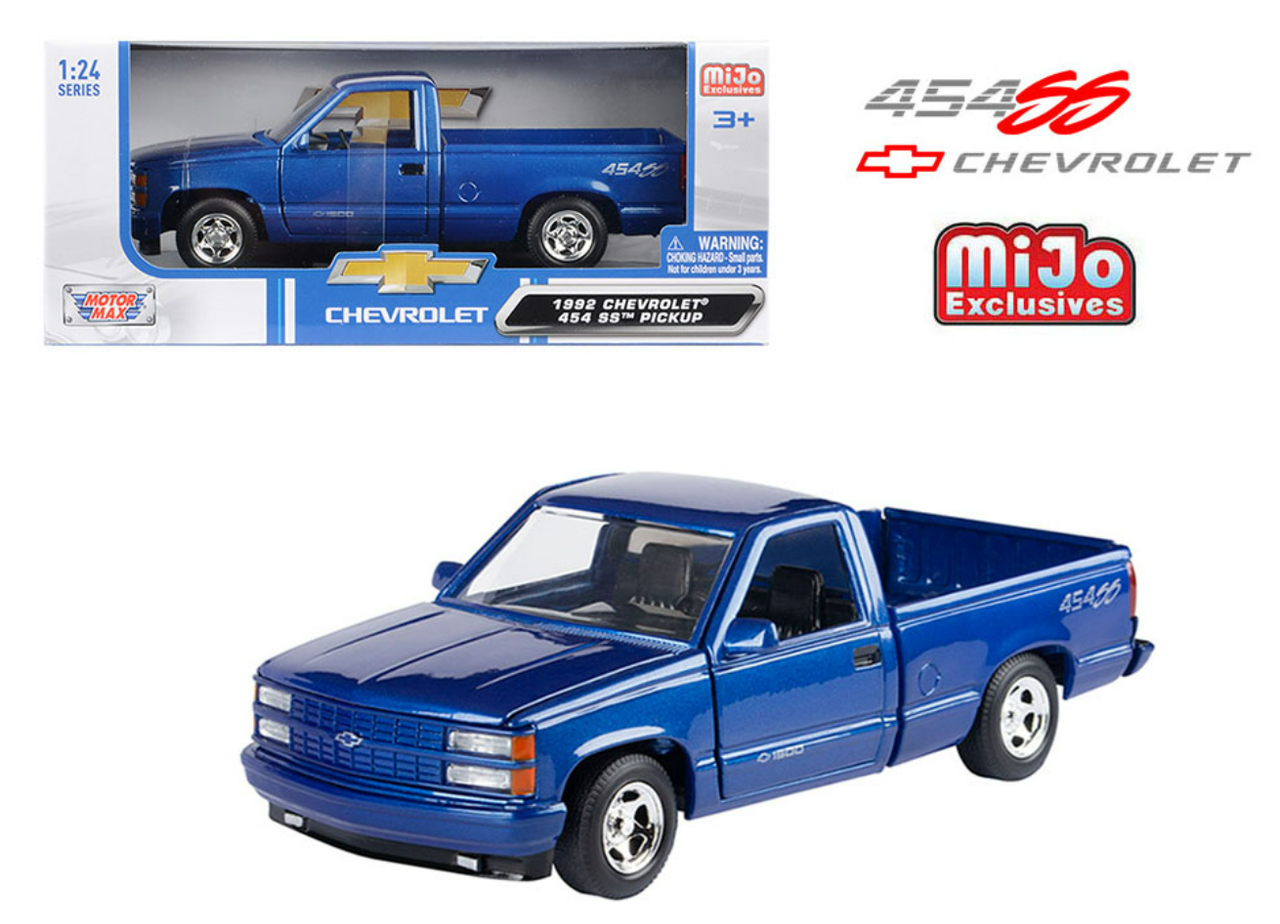1/24 Motormax 1992 Chevrolet 454 SS Pickup (Metallic Blue) Diecast Car Model