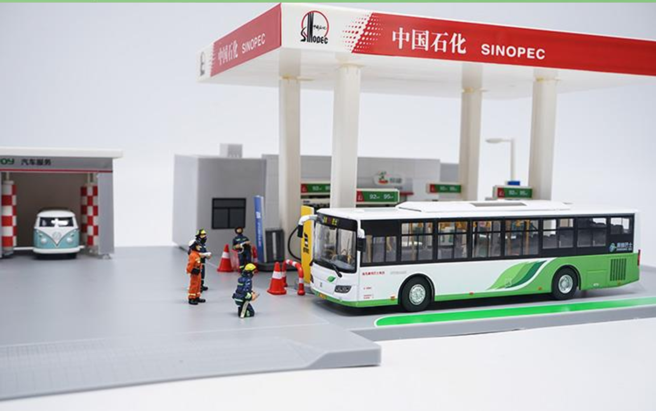 1/64 Gas Station Car Model Diorama (car models not included)