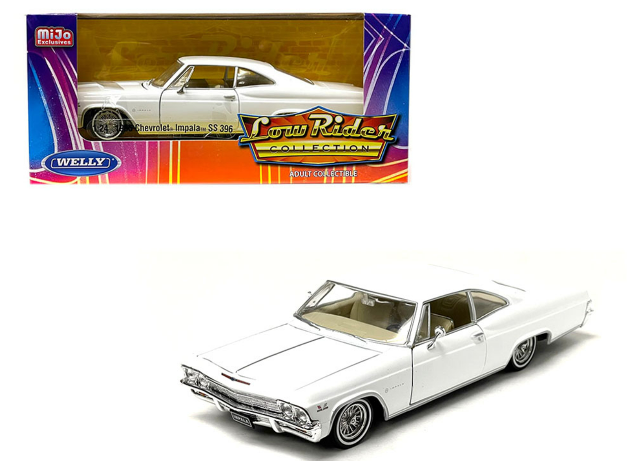 1965 Chevrolet Impala SS 396 Lowrider White "Low Rider Collection" 1/24 Diecast Model Car by Welly