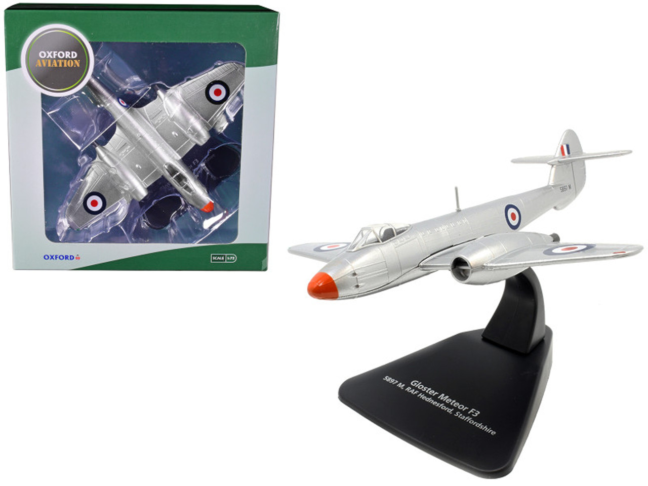 Gloster Meteor F3 Jet Fighter 5897 M RAF Hednesford Staffordshire England "Oxford Aviation" Series 1/72 Diecast Model Aircraft by Oxford Diecast