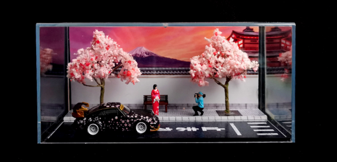 1/64 MOREART Cherry Blossoms Diorama Model Scene Red Version (car model & figure NOT included)