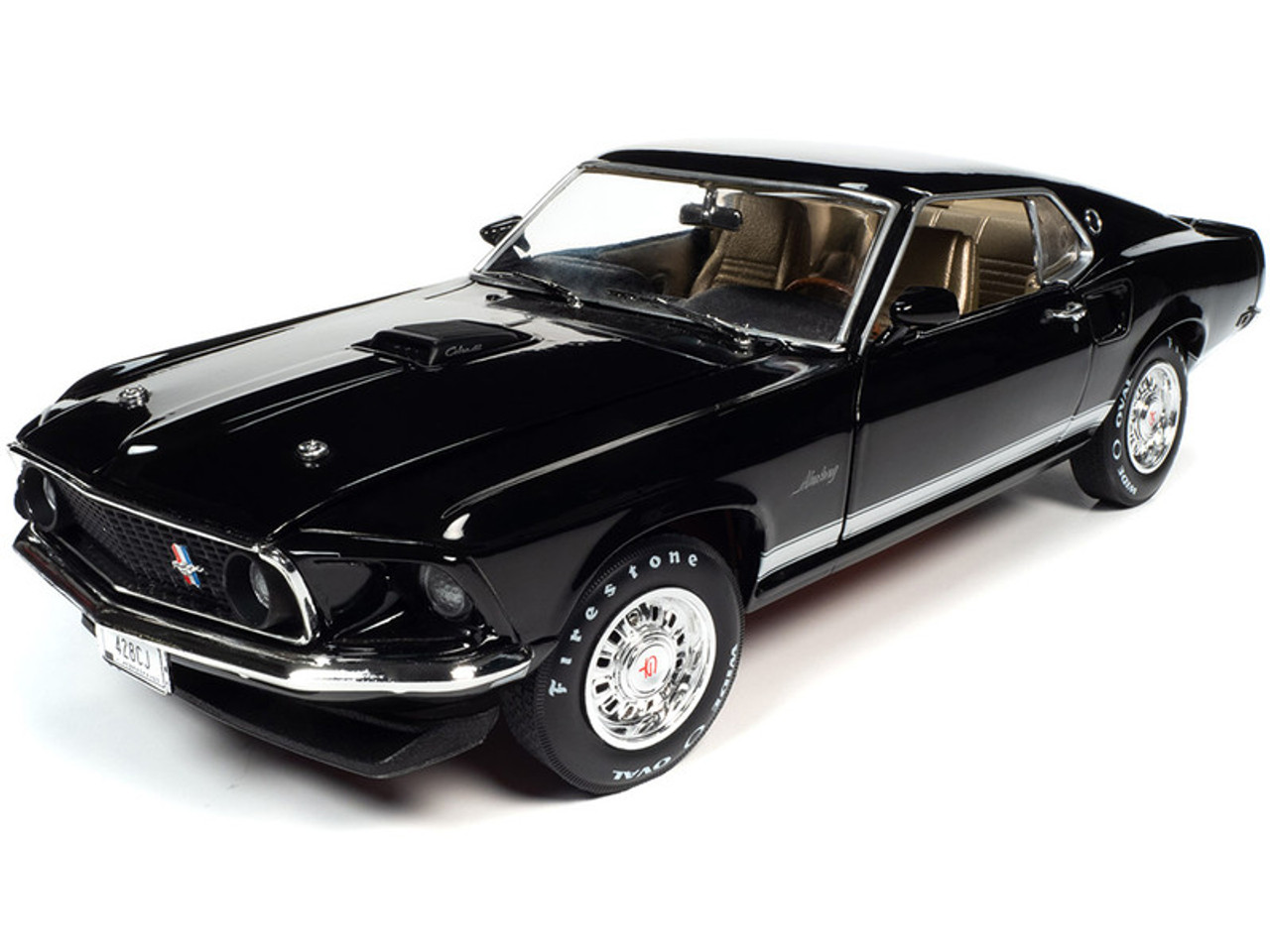 1/18 Auto World 1969 Ford Mustang GT 2+2 Raven Black Limited Edition Diecast Car Model