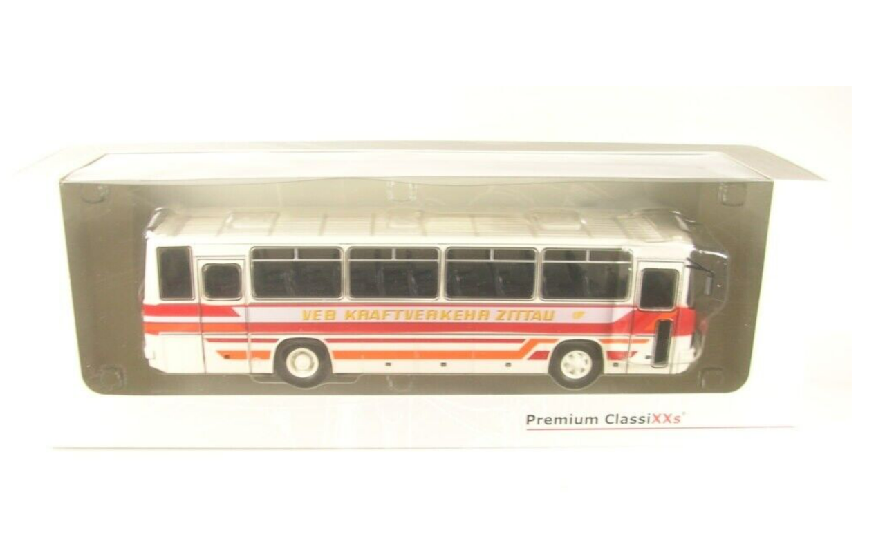 1/43 Premium Classixxs Ikarus 256 Bus VEB Motor Transport Zittlau (White & Red) Car Model