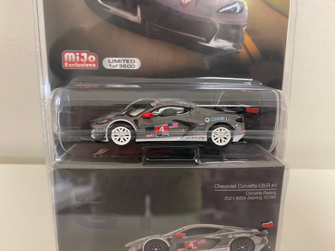 CHASE CAR 1/64 Mini GT 2021 Chevrolet Corvette C8.R #4 LHD IMSA 12H of Sebring (Grey with White Wheels) Limited Edition Diecast Car Model