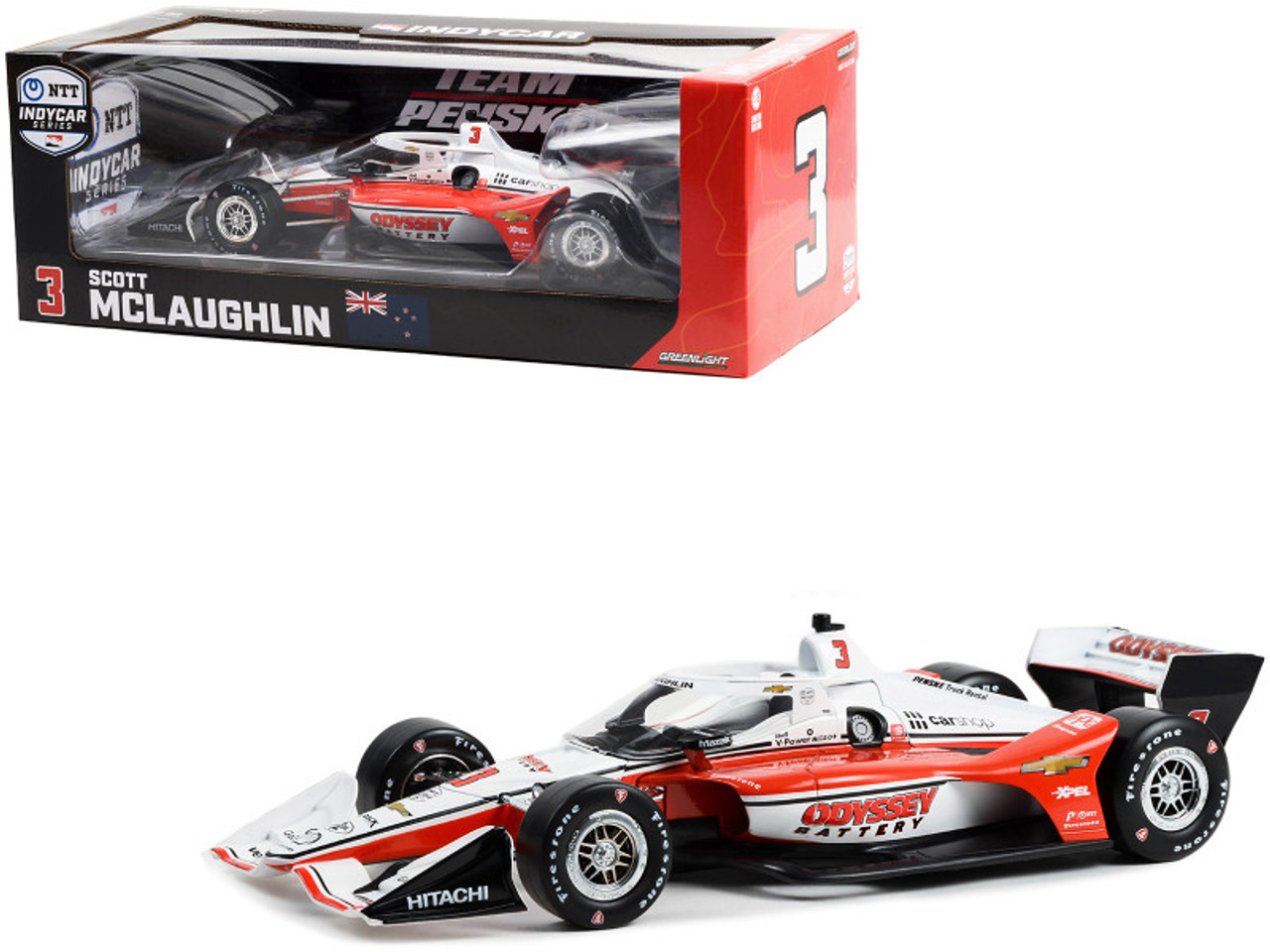 Dallara IndyCar #3 Scott McLaughlin "Odyssey Battery" Team Penske (Road Course Configuration) "NTT IndyCar Series" (2022) 1/18 Diecast Model Car by Greenlight