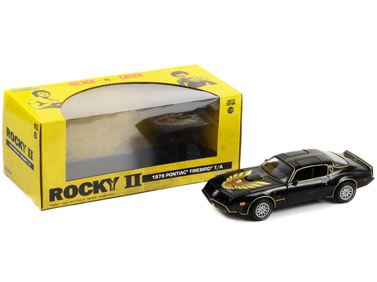 1/24 Greenlight 1979 Pontiac Firebird T/A Trans Am (Black with Hood Phoenix) "Rocky II" (1979) Movie Diecast Car Model