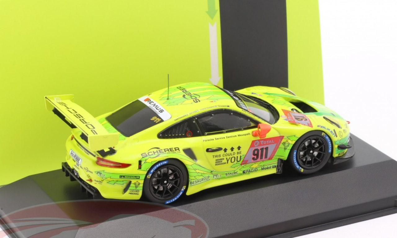 1/43 Ixo 2019 Porsche 911 GT3 R #911 2nd 24h Nürburgring Manthey-Racing Earl Bamber, Michael Christensen, Kevin Estre, Laurens Vanthoor Car Model