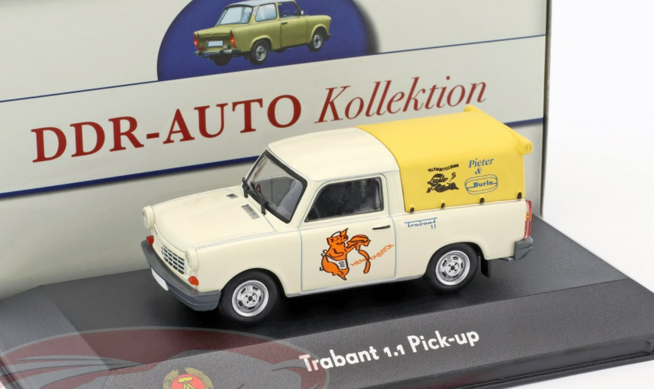 1/43 Atlas Trabant 1.1 Pick Up (White & Yellow) Car Model