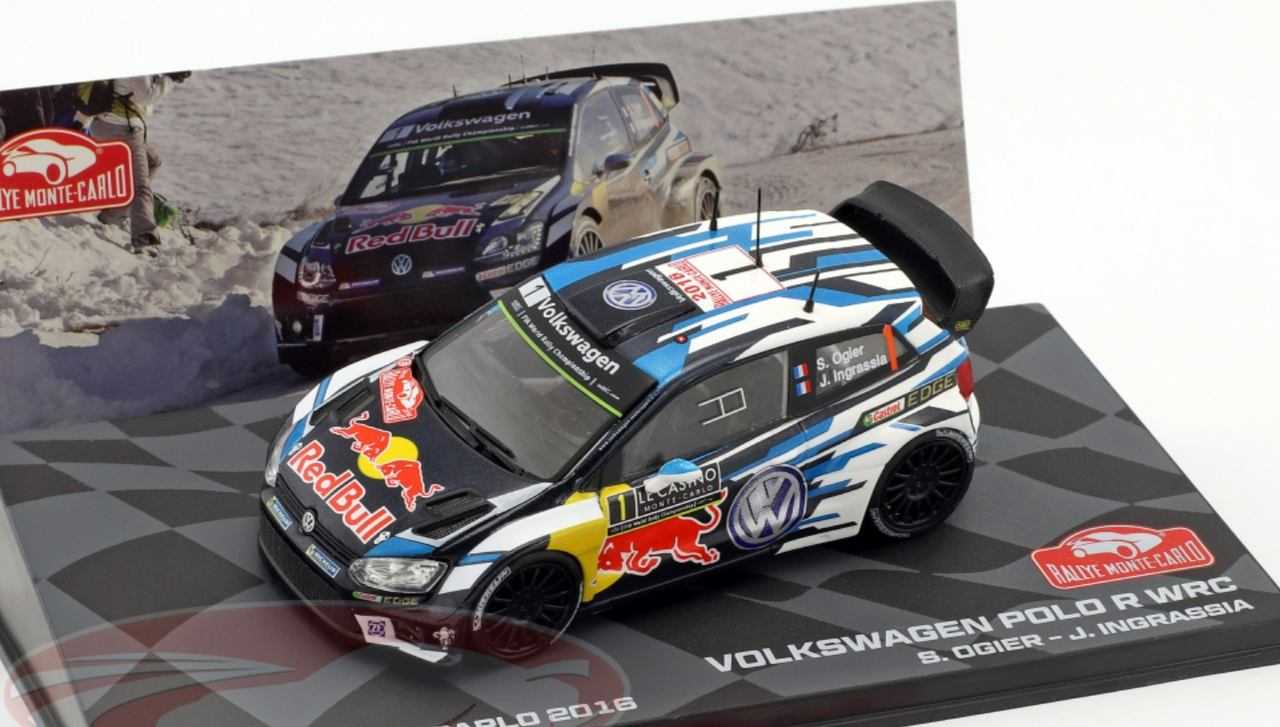 1/43 Altaya 2016 Volkswagen VW Polo R WRC #1 Winner Rallye Monte Carlo  Volkswagen Motorsport Sebastien Ogier, Julien Ingrassia Car Model