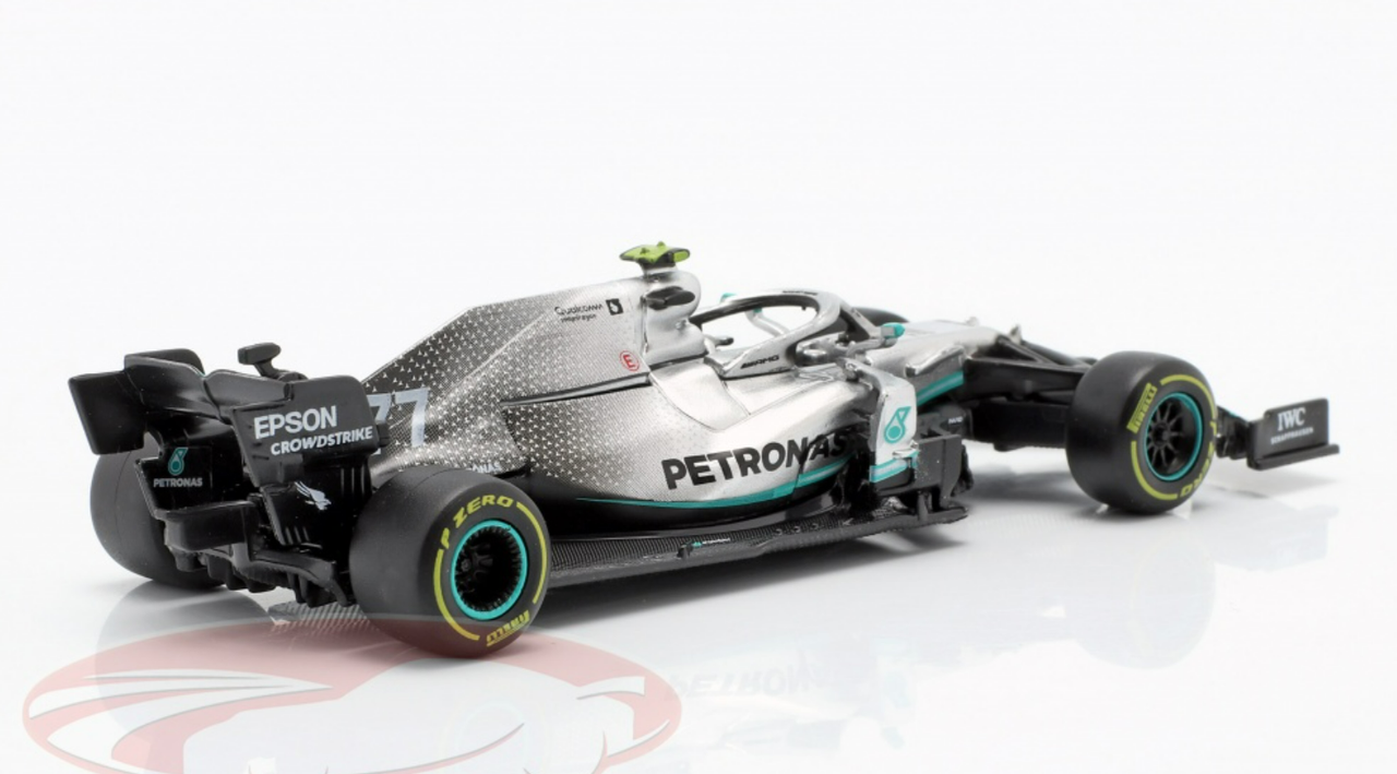 1/43 BBurago 2019 Formula 1 Mercedes AMG Petronas F1 W10 EQ Power+ #77 Valtteri Bottas Formula One Car Model