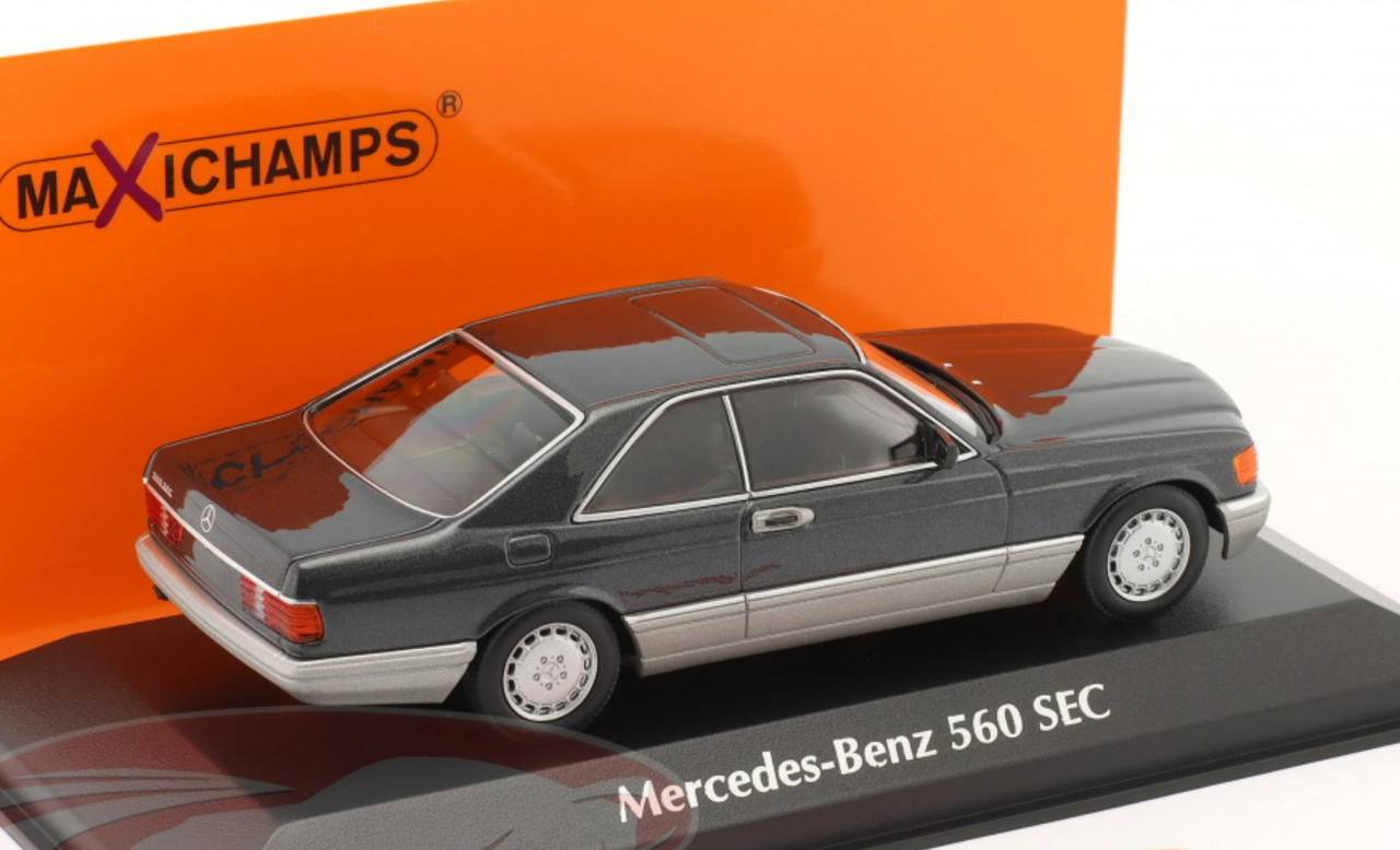 1/43 Minichamps 1986 Mercedes-Benz 560 SEC (C126) (Black Metallic) Car Model