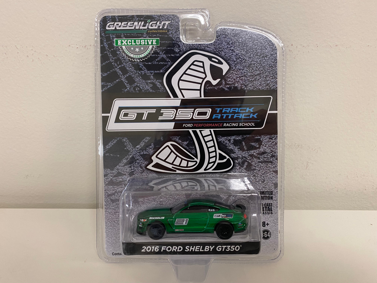 CHASE CAR 2016 Ford Mustang Shelby GT350 #21 (Green) "Ford Performance Racing School" GT350 Track Attack "Hobby Exclusive" 1/64 Diecast Model Car by Greenlight