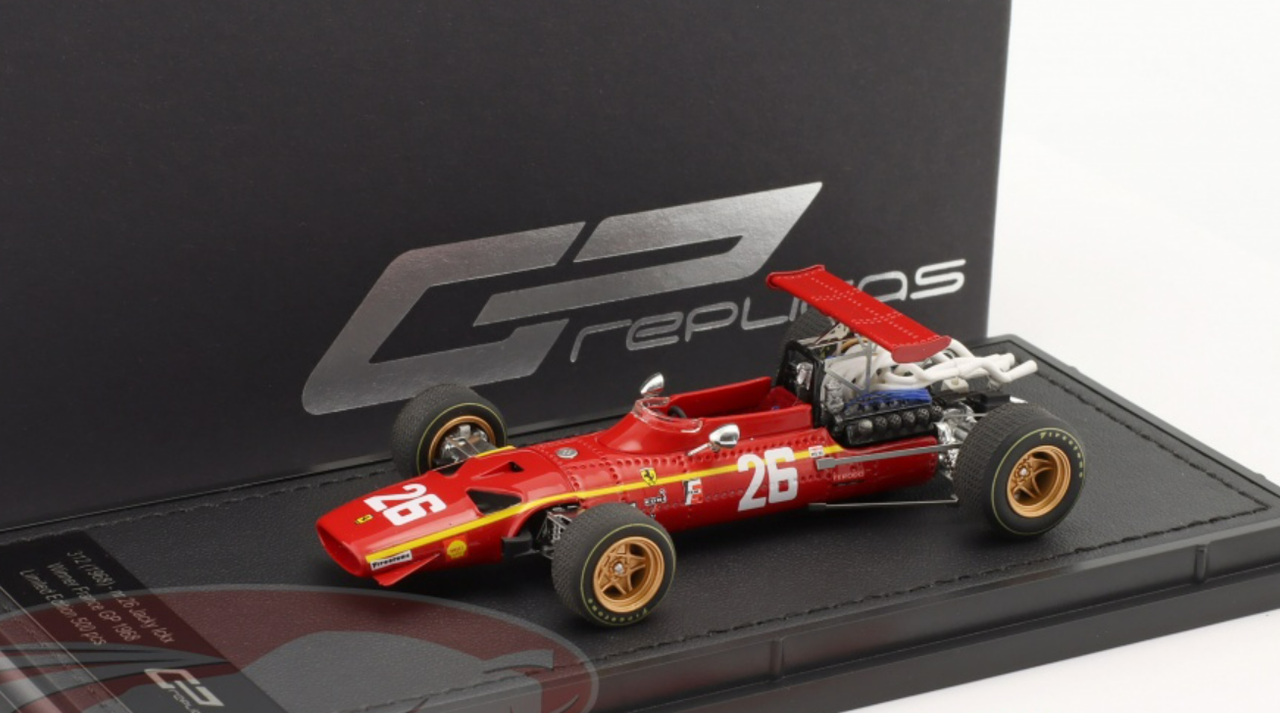 1/43 GP Replicas 1968 Formula 1 Jacky Ickx Ferrari 312 #26 Winner French GP Car Model