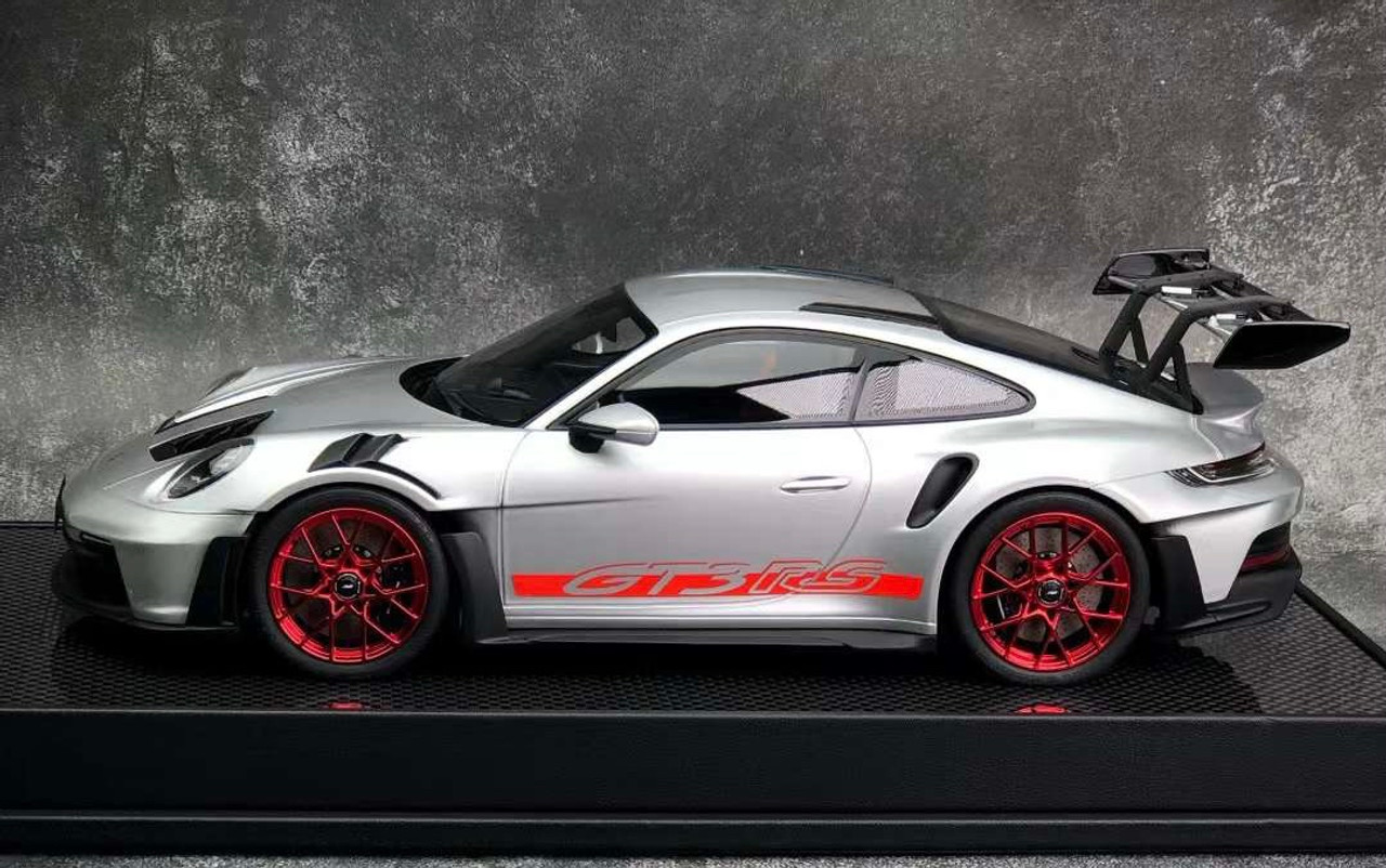 1/18 TP Timothy & Pierre Porsche 911 992 GT3 RS (Silverstone Grey with Red Wheels) Resin Car Model Limited 49 Pieces