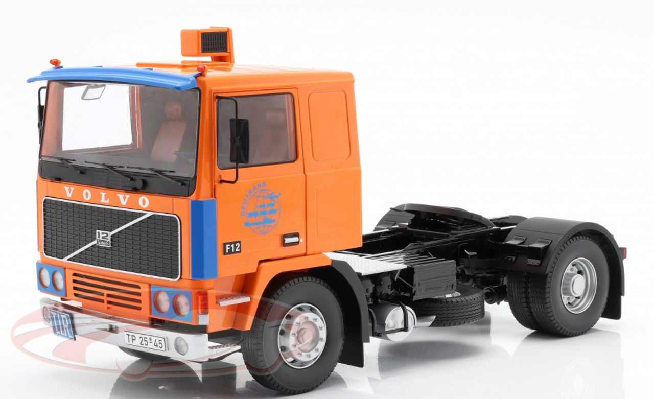 1/18 Road Kings 1977 Volvo F12 Truck Deutrans (Orange & Blue) Diecast Car Model