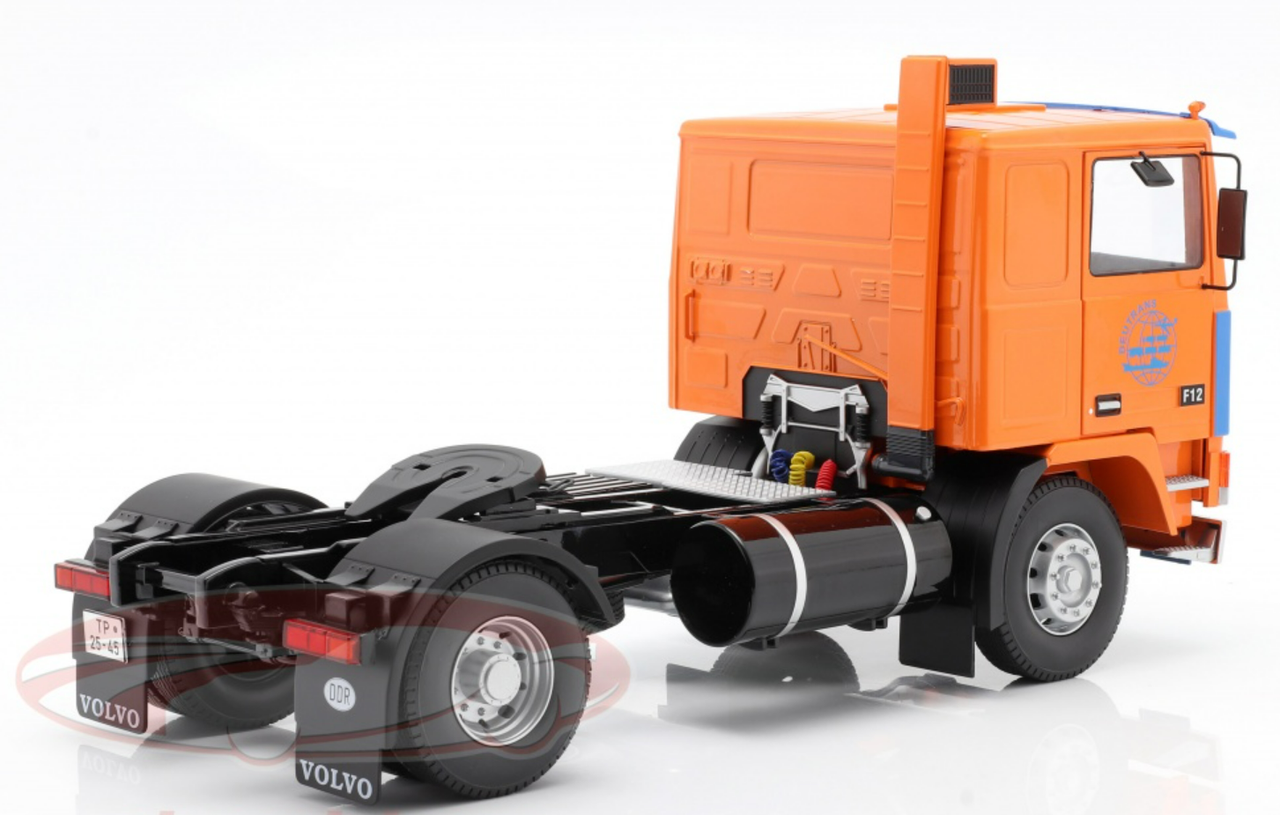 1/18 Road Kings 1977 Volvo F12 Truck Deutrans (Orange & Blue) Diecast Car Model