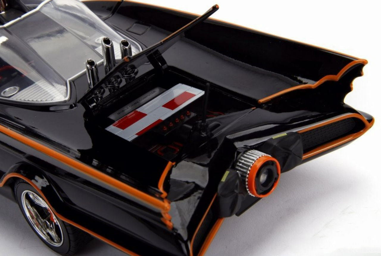 Batmobil Classic TV Serie mit LED Licht und 2 Figuren Batman und Robin 1/18  Jada Modell Auto mit individiuellem Wunschkennzeichen