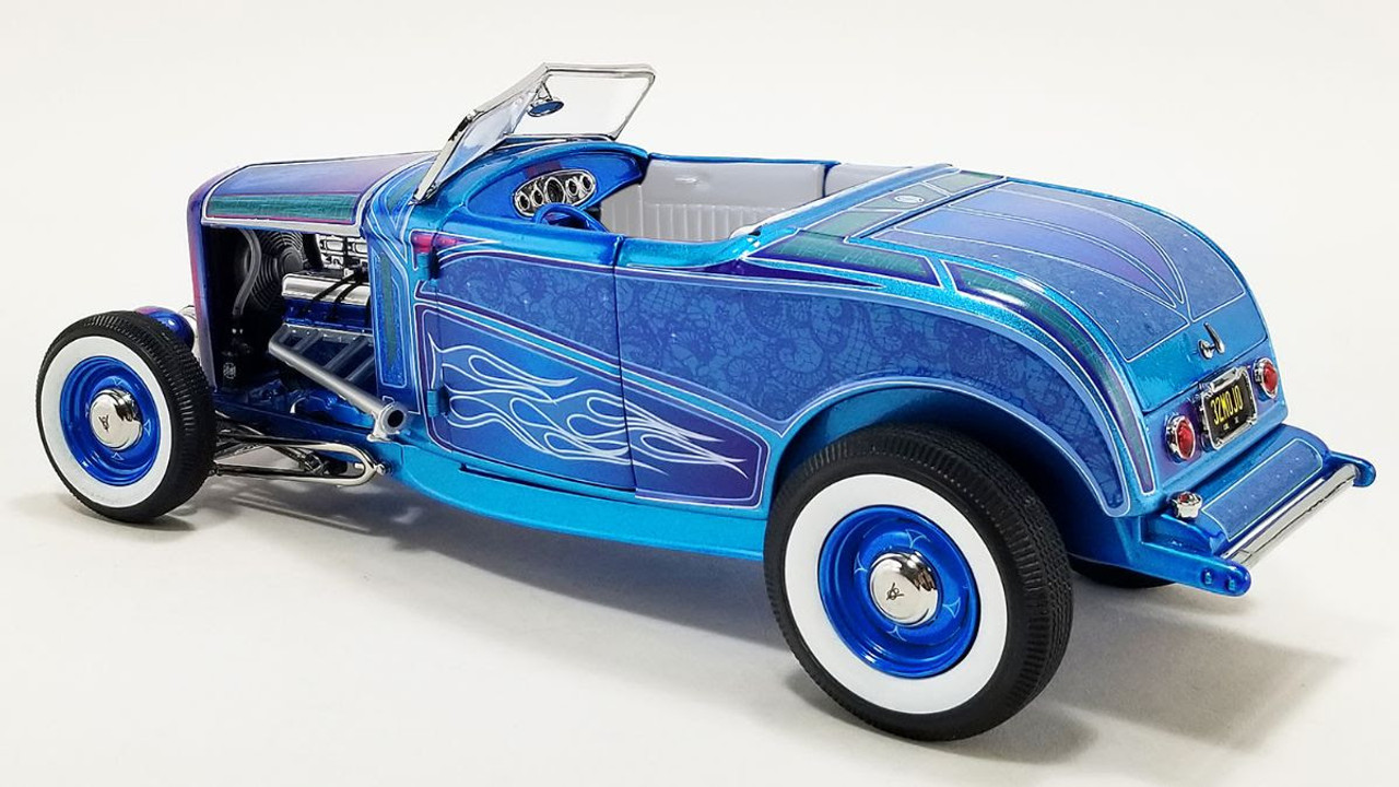 1/18 ACME 1932 Ford Hot Rod Roadster Blue Flame Diecast Car Model