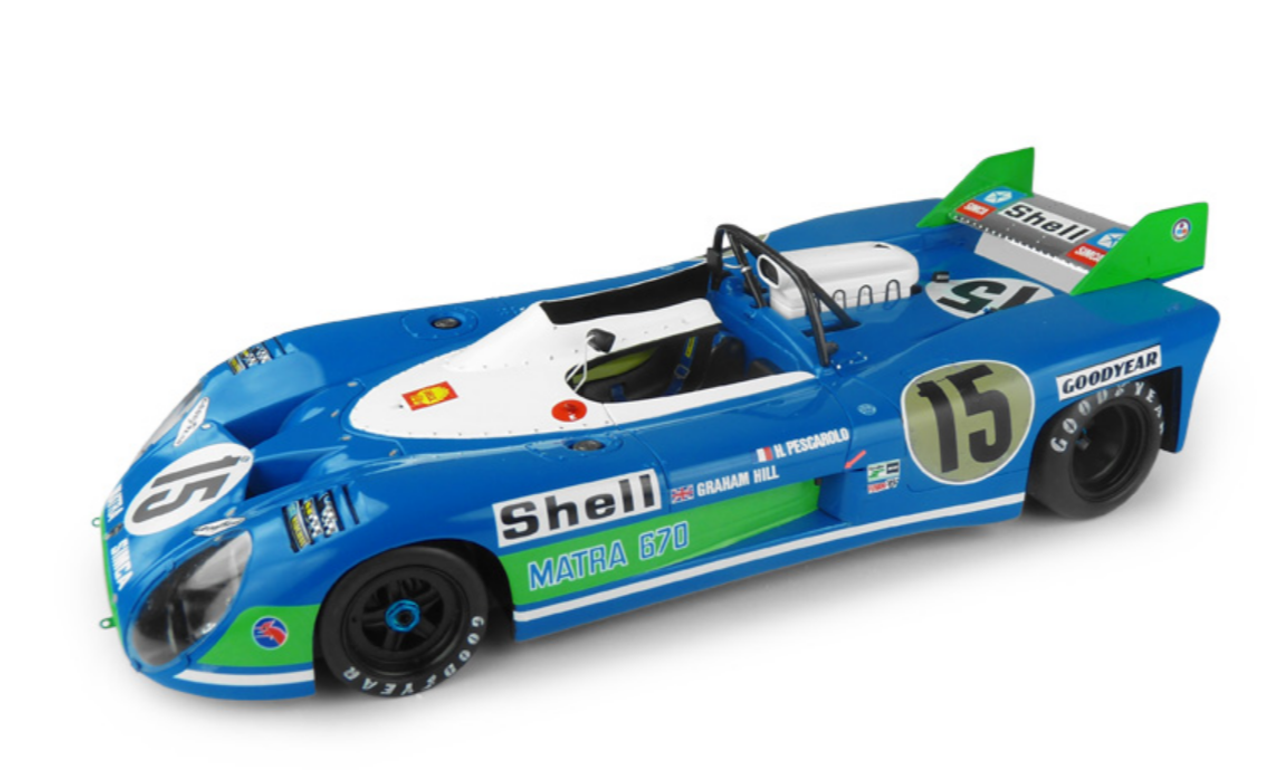 1/18 Spark Matra Simca MS 670 No.15 Winner 24H Le Mans 1972 H. Pescarolo - G. Hill Resin Car Model