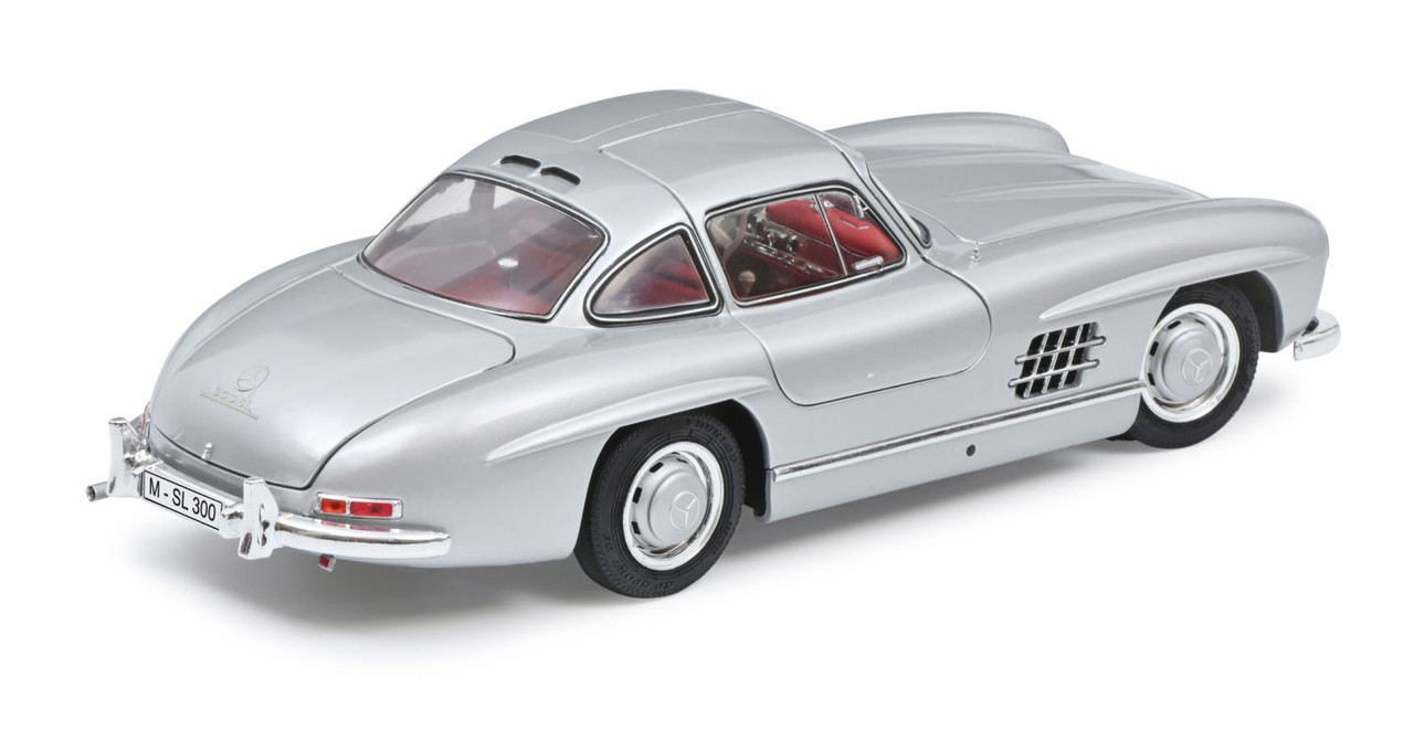 1/18 Schuco 1954-1957 Mercedes-Benz 300 SL Gullwing (W198) (Silver with Red Interior) Diecast Car Model