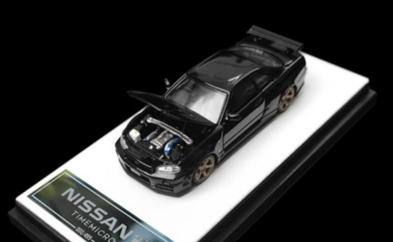 1/64 TimeMicro Nissan Skyline GT-R R34 (Black) Diecast Car Model