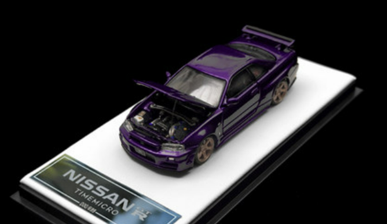 1/64 TimeMicro Nissan Skyline GT-R R34 (Purple) Diecast Car Model