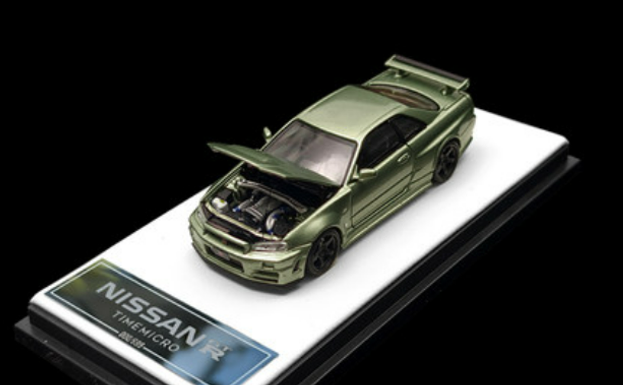 1/64 TimeMicro Nissan Skyline GT-R R34 (Green) Diecast Car Model