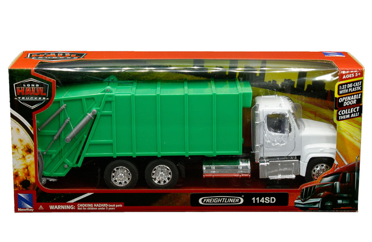 1/32 New Ray Freightliner 114SD Garbage Truck (Green) Diecast Car Model