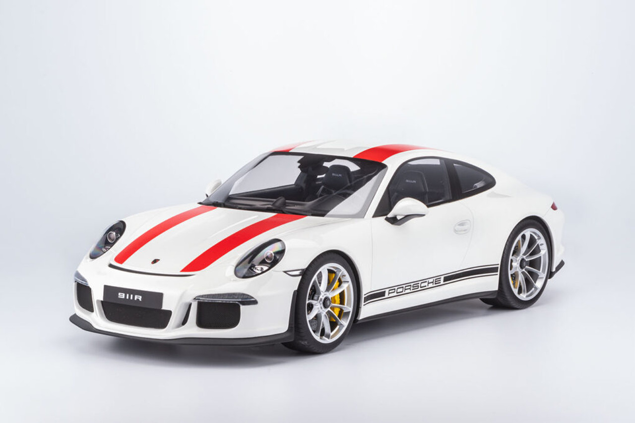 1/8 Minichamps 2016 Porsche 911 (991.1) R (White with Red Stripes) Resin Car Model Limited 191 Pieces