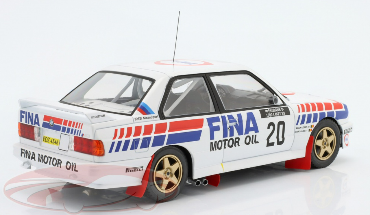 1/18 Ixo 1989 BMW M3 (E30) #20 Rallye 1000 Lakes BMW Fina Marc Duez, Alain Lopes Car Model