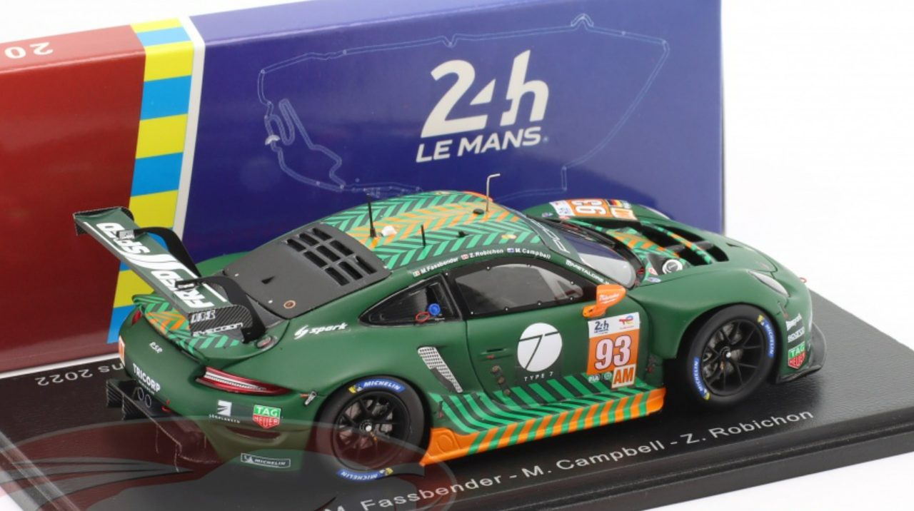 1/43 Spark 2022 Porsche 911 RSR-19 #93 24h LeMans Proton Competition Michael Fassbender, Matt Campbell, Zacharie Robichon Car Model