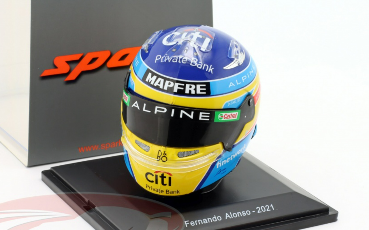 1/5 Spark 2021 Formula 1 Fernando Alonso #14 Alpine F1 Team Helmet Model