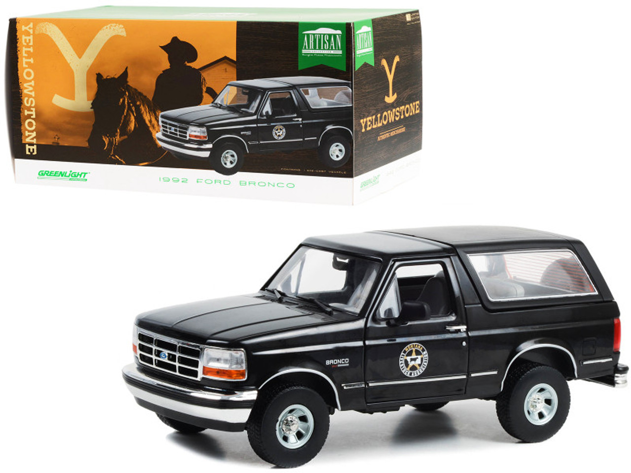 1/18 Greenlight 1992 Ford Bronco Black "Montana Livestock Association" "Yellowstone" (2018-Current) TV Series "Artisan Collection" Diecast Car Model