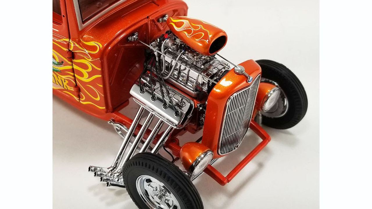 1/18 ACME 1932 Ford Hot Rod  Pick Up Rat Fink (Orange with Flames) Diecast Car Model