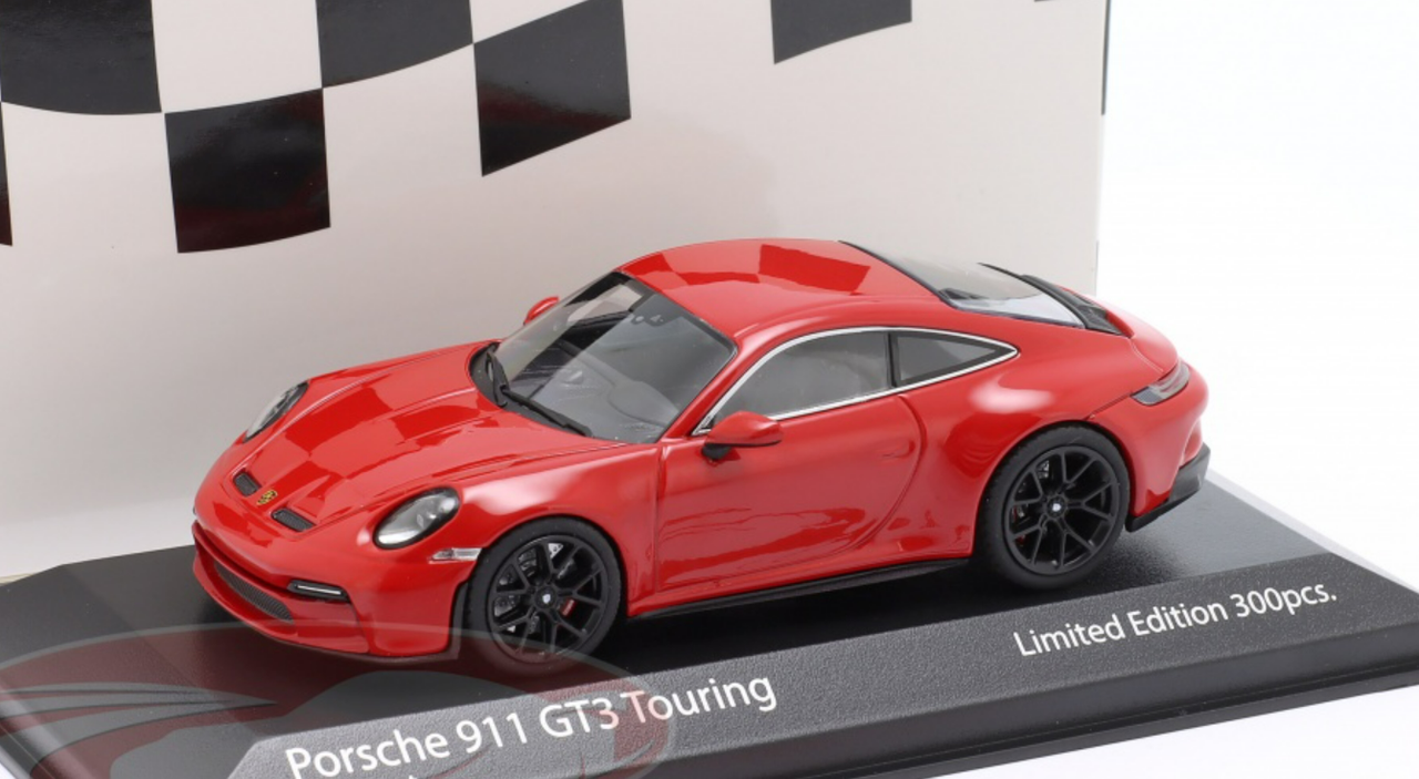 1/43 Minichamps 2021 Porsche 911 (992) GT3 Touring (Indian Red with Black Wheels) Car Model Limited
