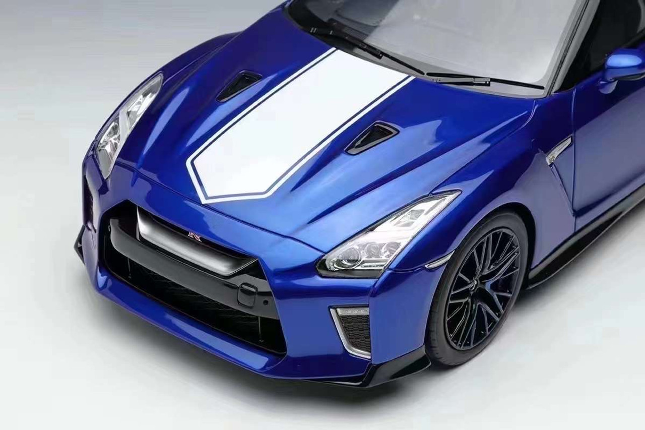 1/18 Make Up Nissan Skyline GT-R GTR R35 50th Anniversary (Wangan Blue with Dark Blue Wheels) Resin Car Model