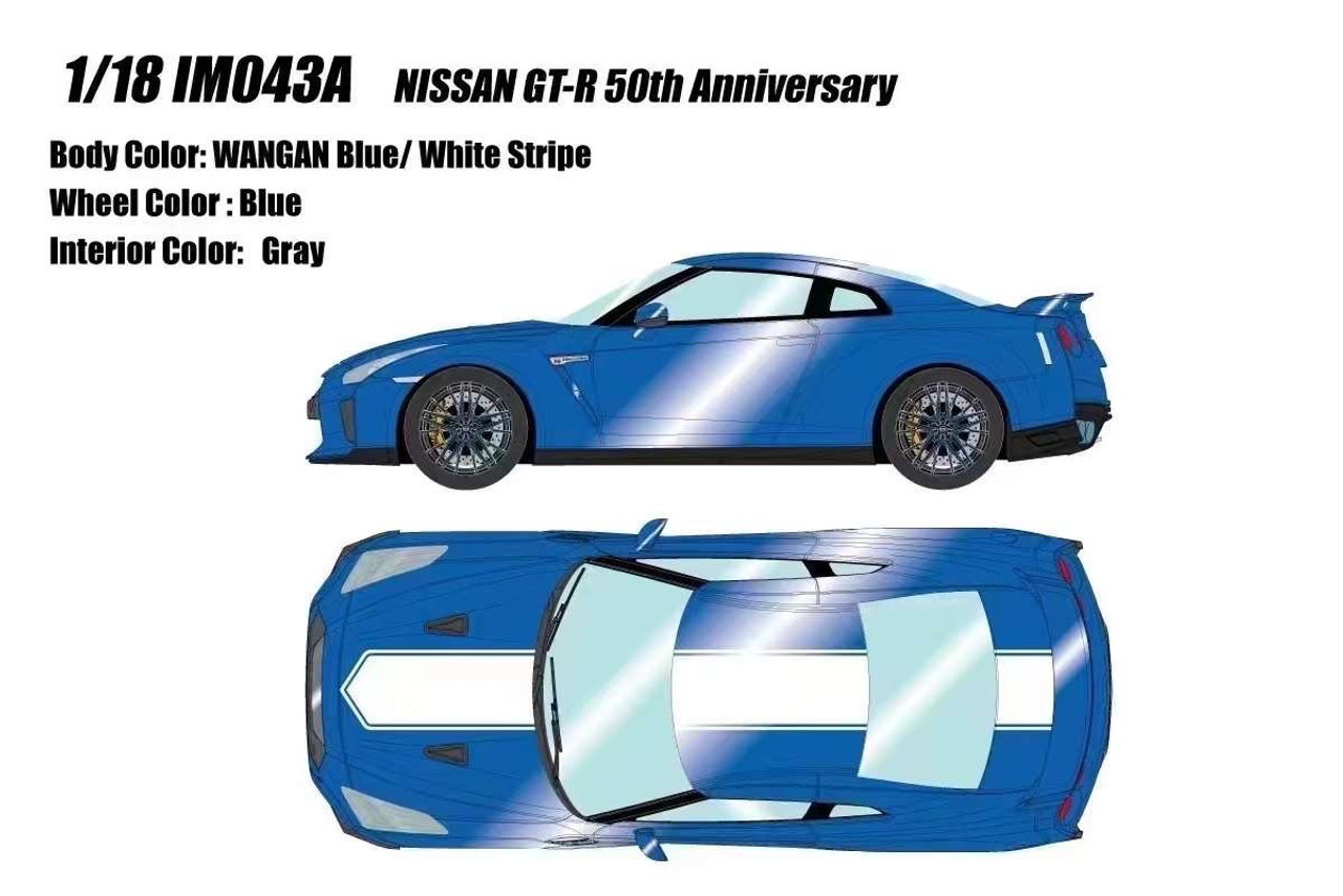 1/18 Make Up Nissan Skyline GT-R GTR R35 50th Anniversary (Wangan Blue with Dark Blue Wheels) Resin Car Model